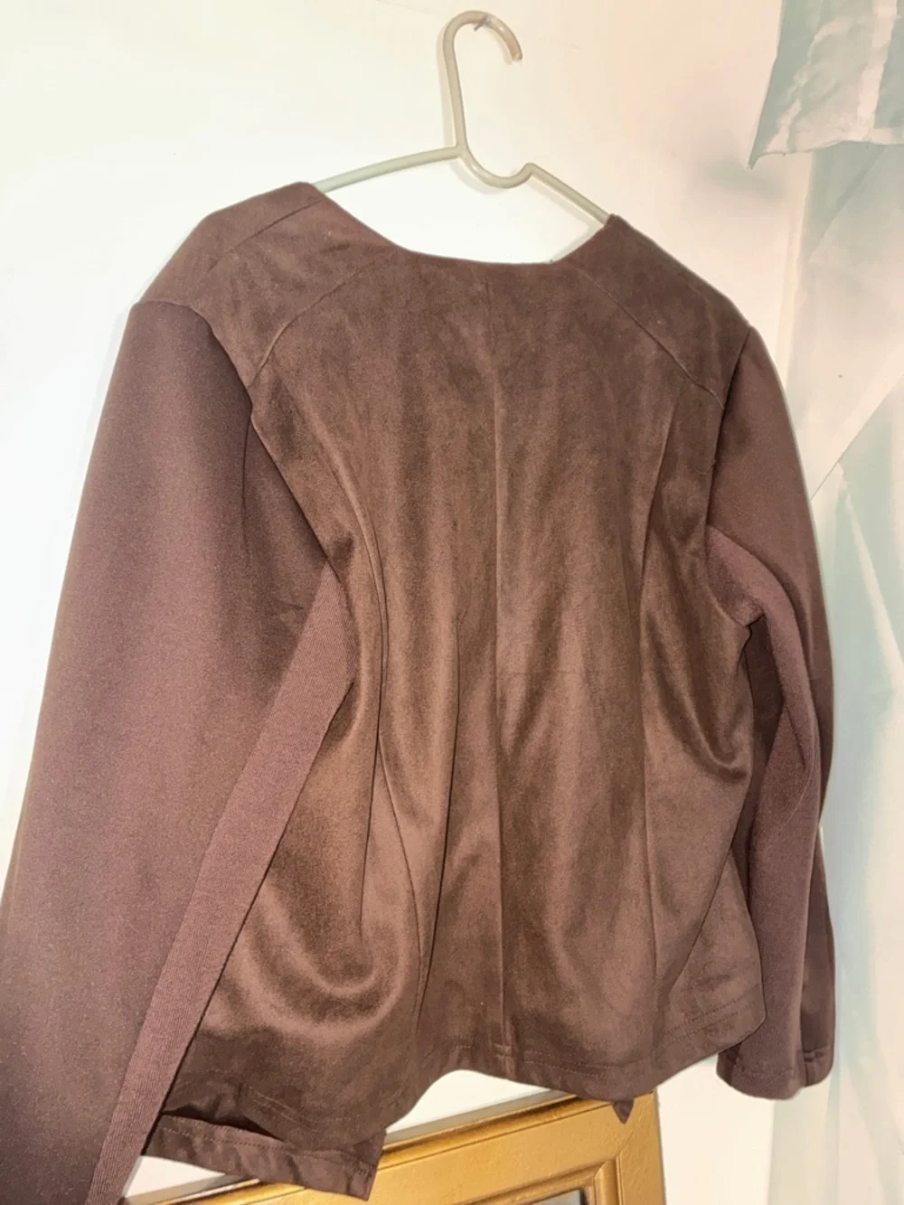 Ashley Stewart Brown Draped Open Front Jacket 16